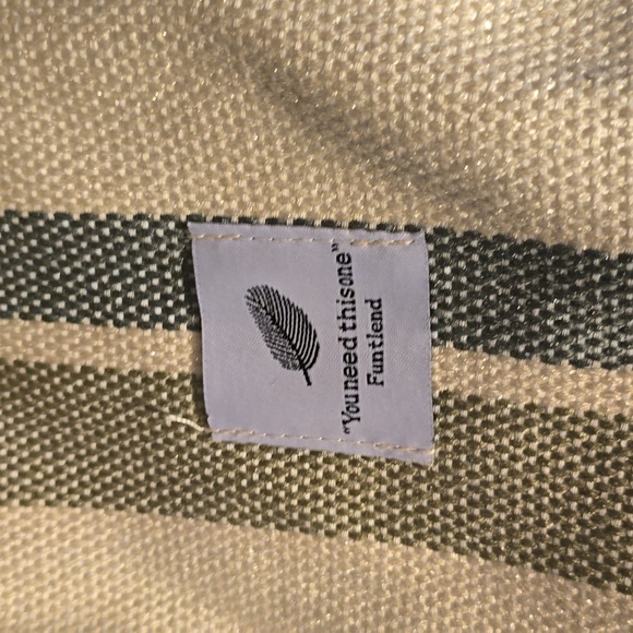 Green & Creme Colored Striped Bag - Picture 4 of 6